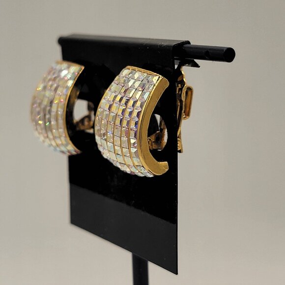 Butler Fifth Avenue Collection Crystal Rhinestone Gold-tone Clip-on Earrings - Picture 3 of 9